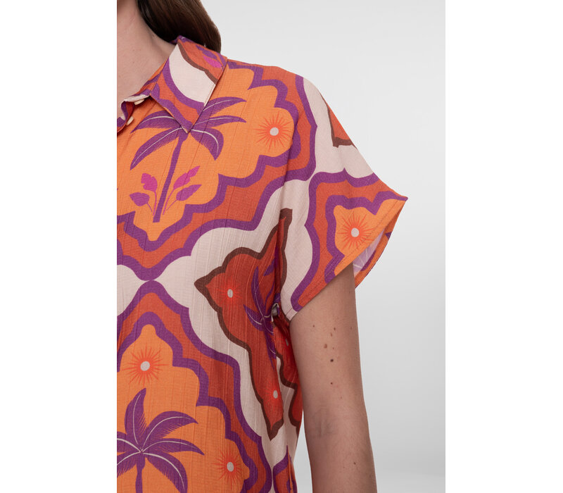 Geisha Blouse Ecru Mango Purple