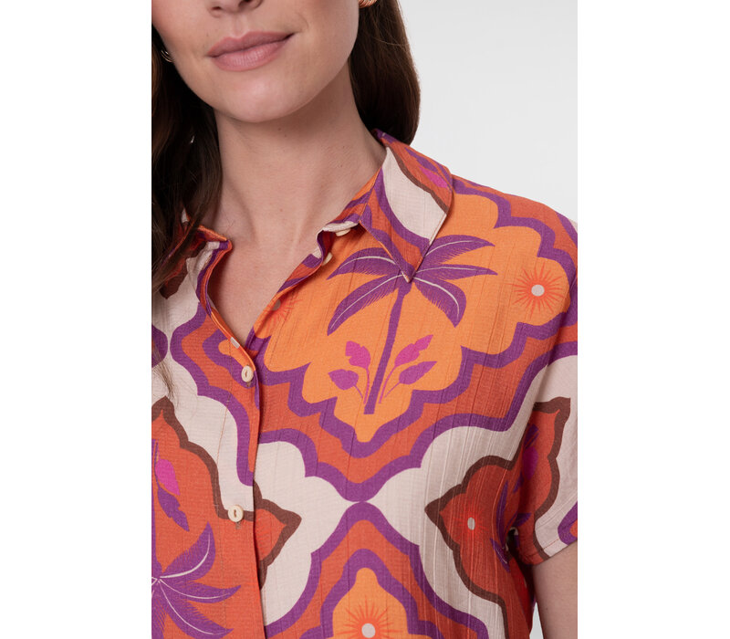 Geisha Blouse Ecru Mango Purple