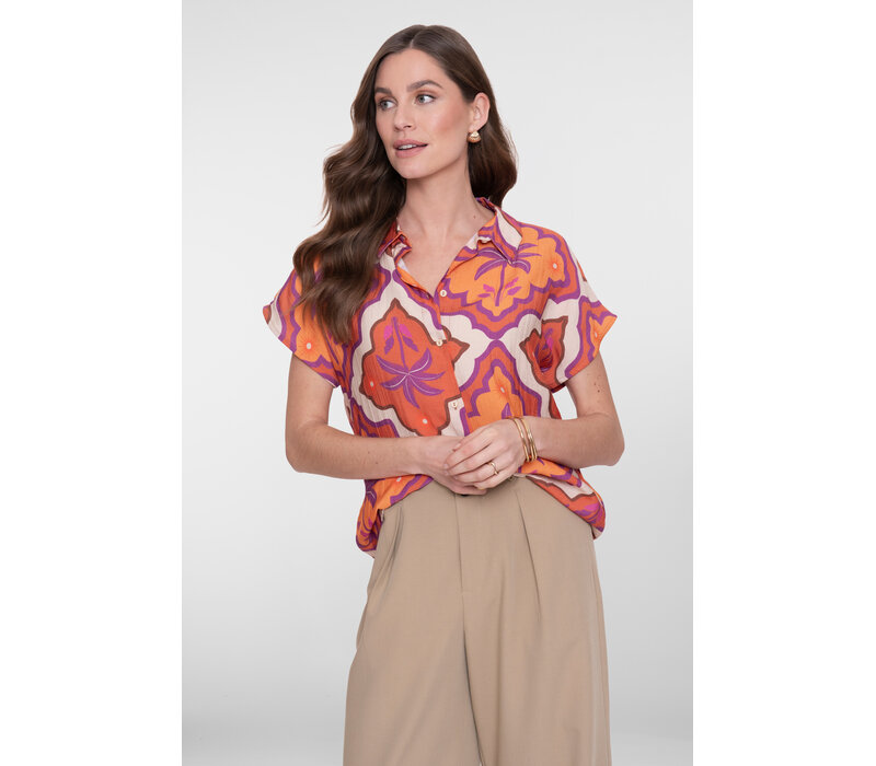 Geisha Blouse Ecru Mango Purple