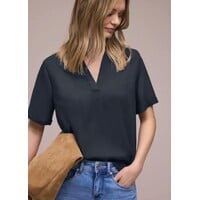 Street One Splitneck Blouse Turn-Up Shadowed Navy
