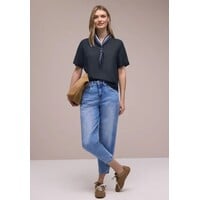 Street One Splitneck Blouse Turn-Up Shadowed Navy