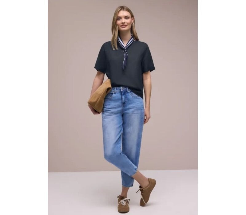 Street One Splitneck Blouse Turn-Up Shadowed Navy