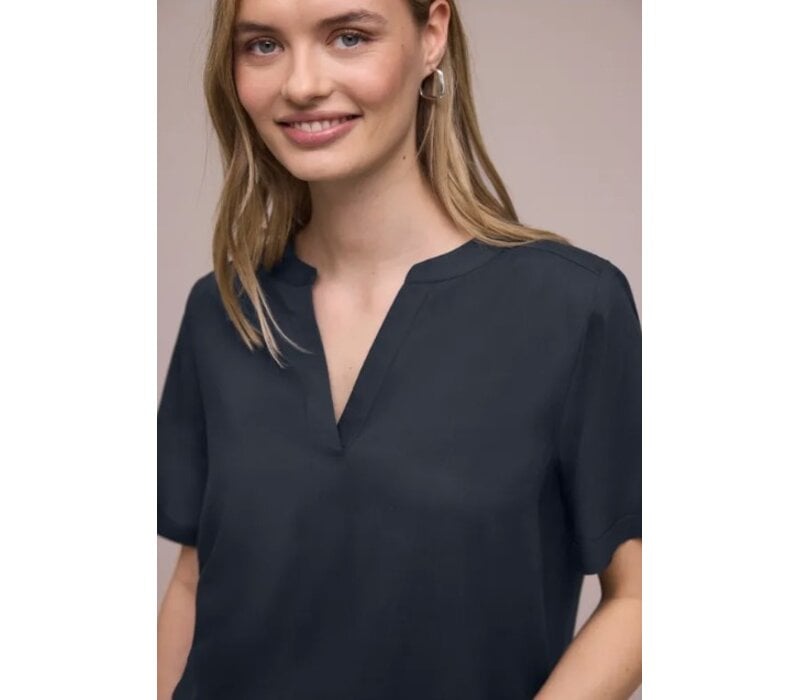 Street One Splitneck Blouse Turn-Up Shadowed Navy