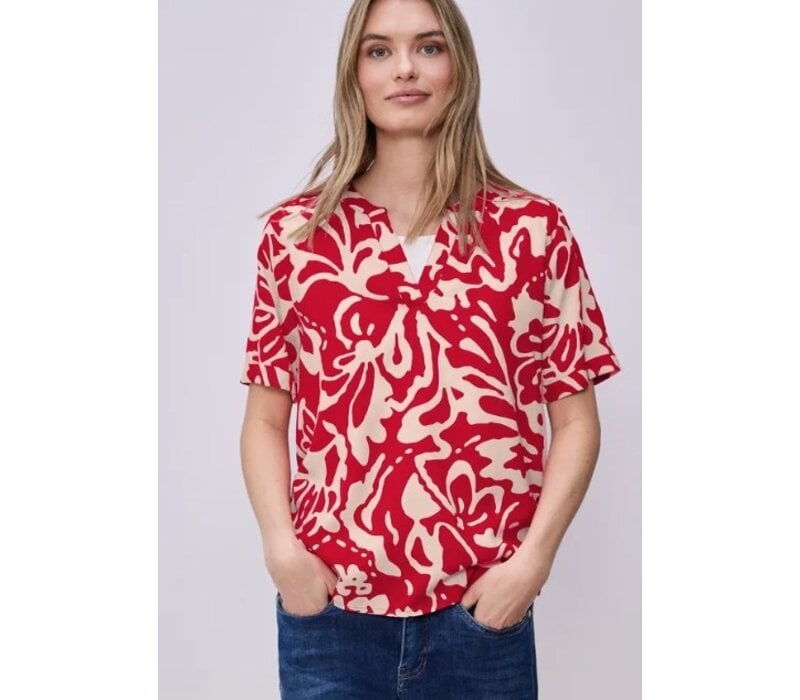 Street One Splitneck Blouse Turn-Up Salsa Red