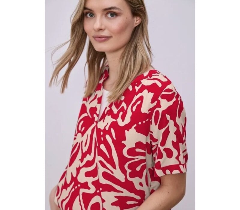 Street One Splitneck Blouse Turn-Up Salsa Red