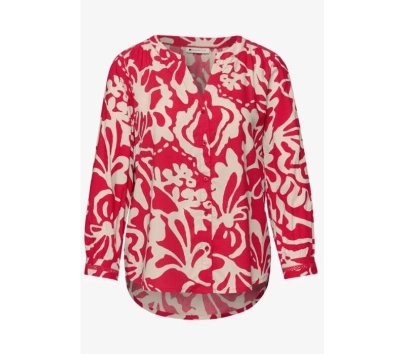 Street One Buttoned Tunicblouse Tape Details Salsa Red