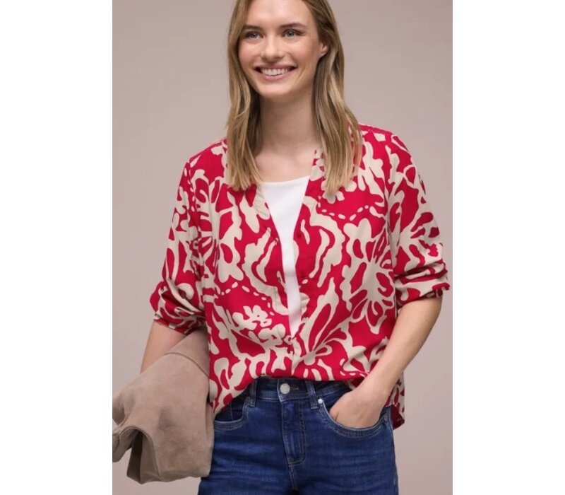 Street One Buttoned Tunicblouse Tape Details Salsa Red