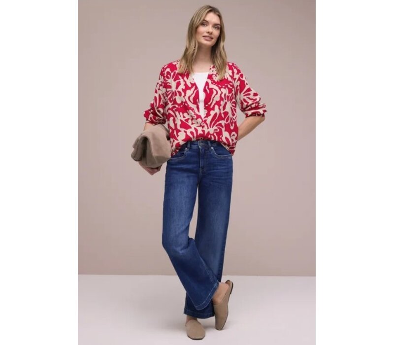 Street One Buttoned Tunicblouse Tape Details Salsa Red