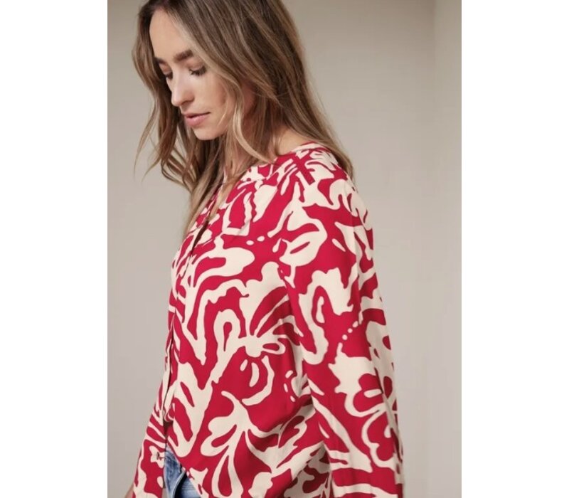 Street One Buttoned Tunicblouse Tape Details Salsa Red