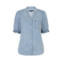 Red Button Victoria Blouse Denim Whitebleach
