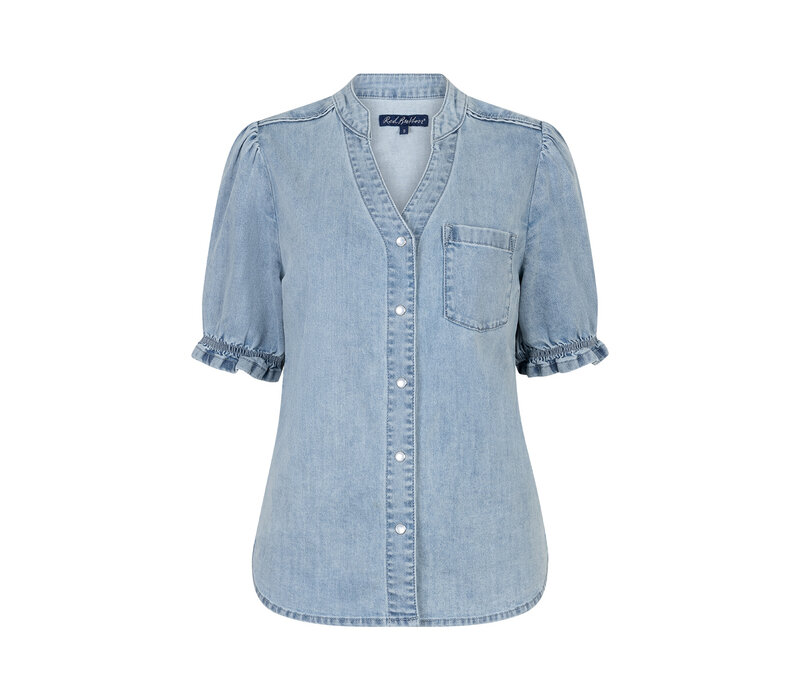 Red Button Victoria Blouse Denim Whitebleach