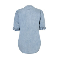 Red Button Victoria Blouse Denim Whitebleach