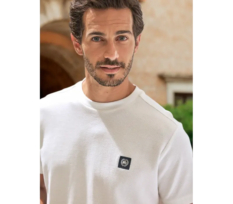 Lerros T-Shirt Fancy Waffle Broken White