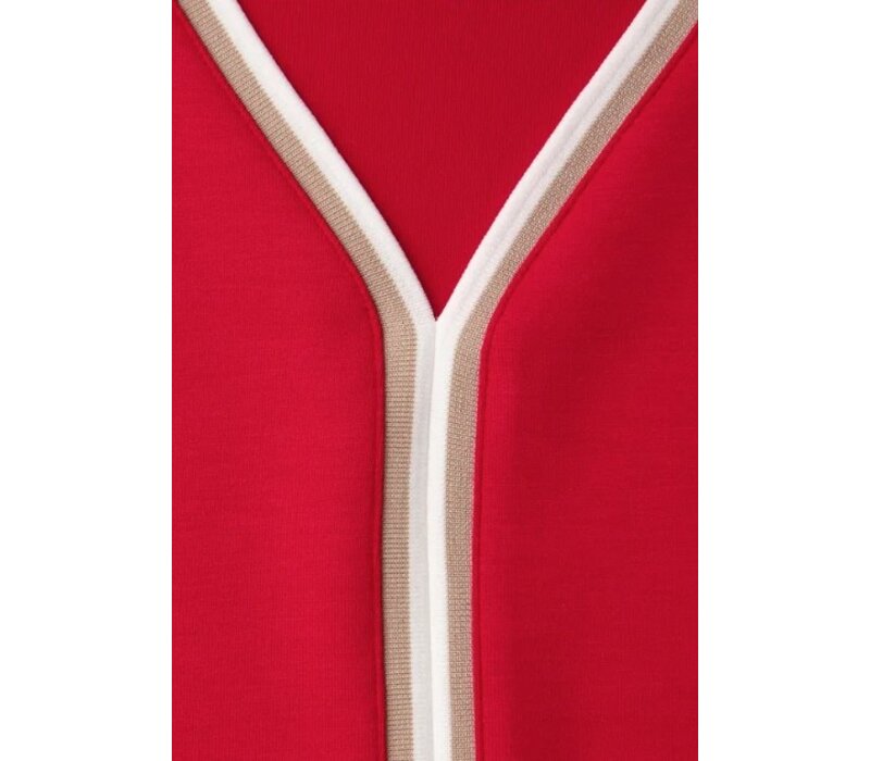 Street One Shirt Striped Panel Salsa Red