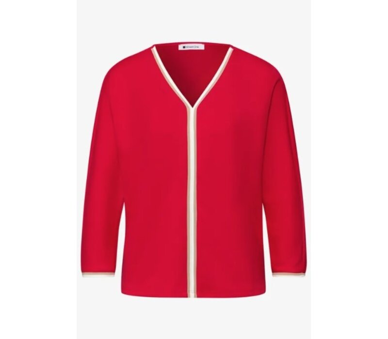 Street One Shirt Striped Panel Salsa Red
