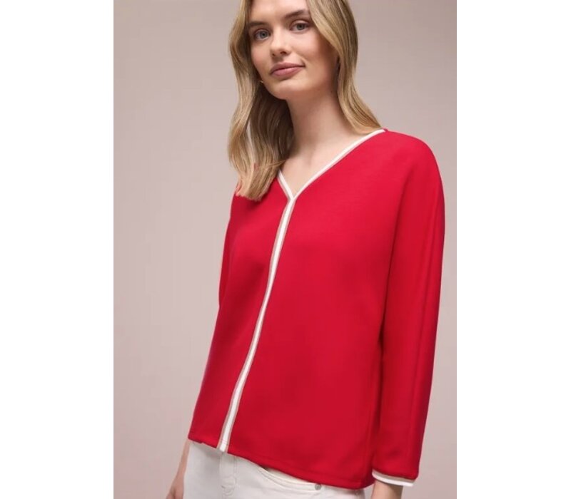 Street One Shirt Striped Panel Salsa Red