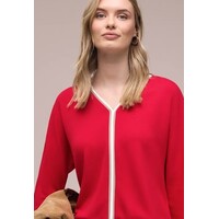 Street One Shirt Striped Panel Salsa Red