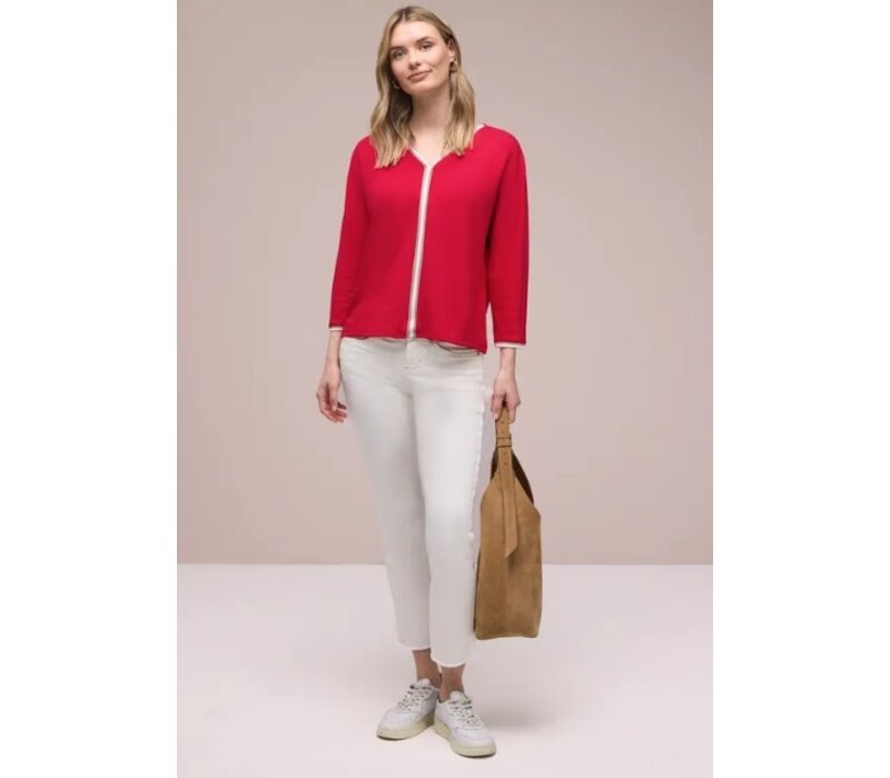 Street One Shirt Striped Panel Salsa Red