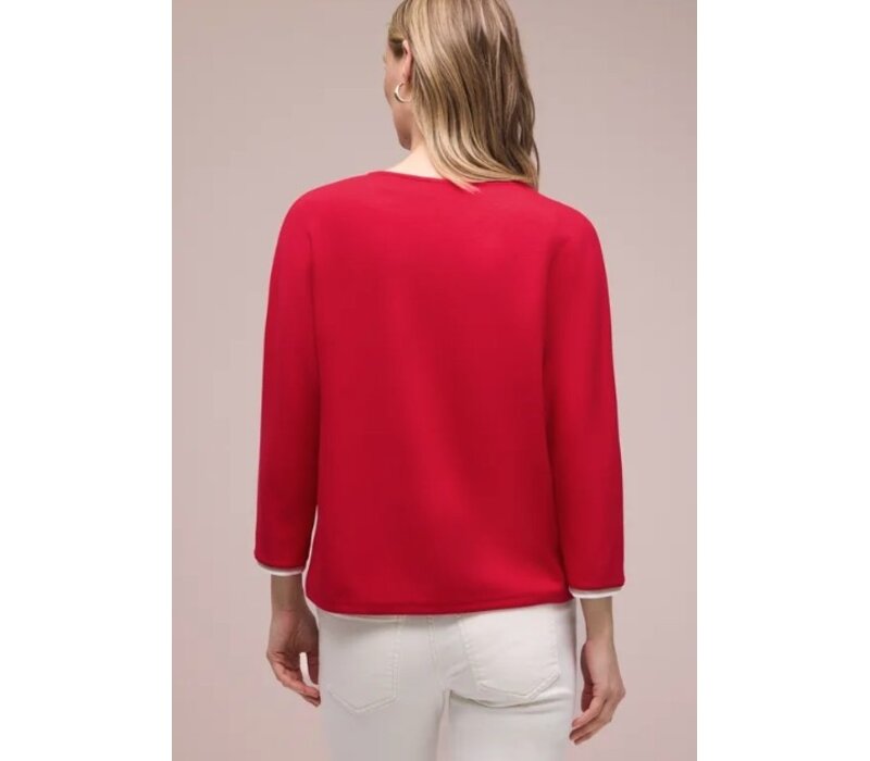 Street One Shirt Striped Panel Salsa Red