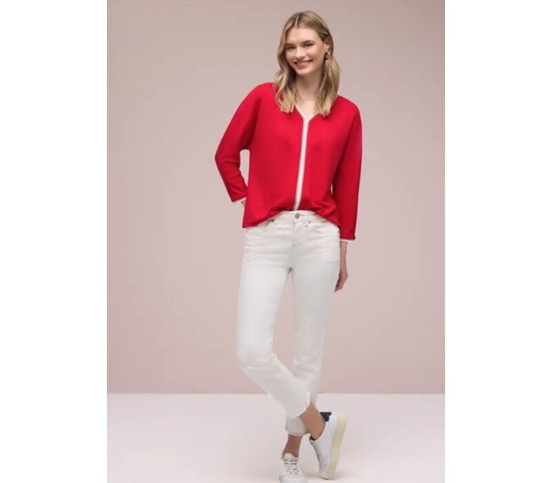 Street One Shirt Striped Panel Salsa Red