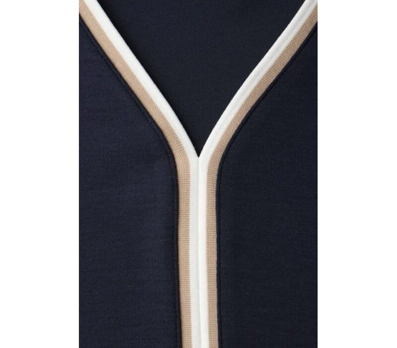 Street One Shirt Striped Panel Shadowed Navy