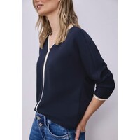 Street One Shirt Striped Panel Shadowed Navy