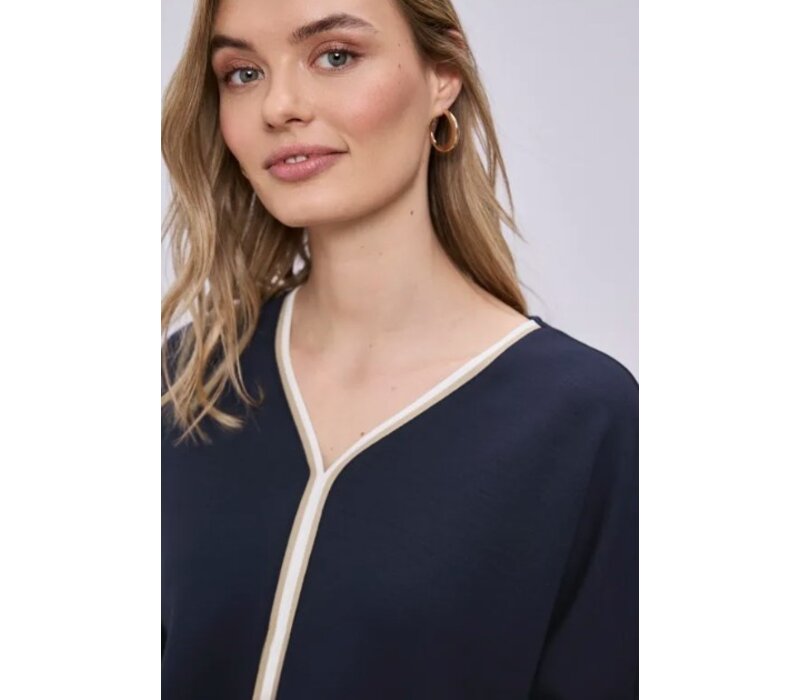 Street One Shirt Striped Panel Shadowed Navy