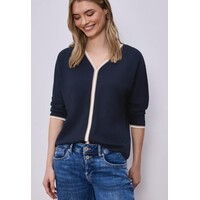 Street One Shirt Striped Panel Shadowed Navy