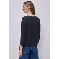 Street One Shirt Striped Panel Shadowed Navy