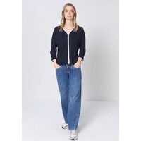 Street One Shirt Striped Panel Shadowed Navy