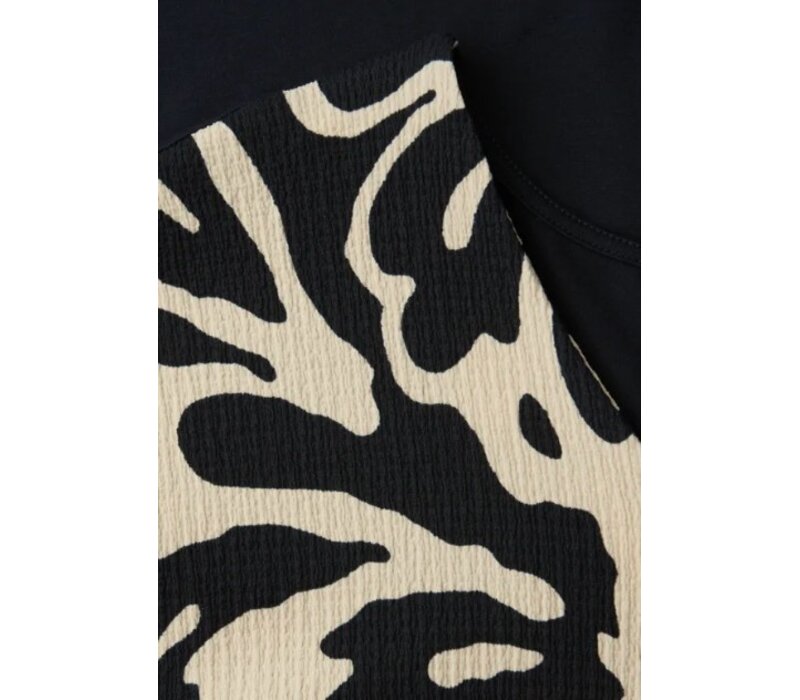 Street One printed Structure Mat-Mix Shirt Shadowed Navy