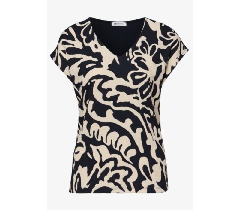 Street One printed Structure Mat-Mix Shirt Shadowed Navy