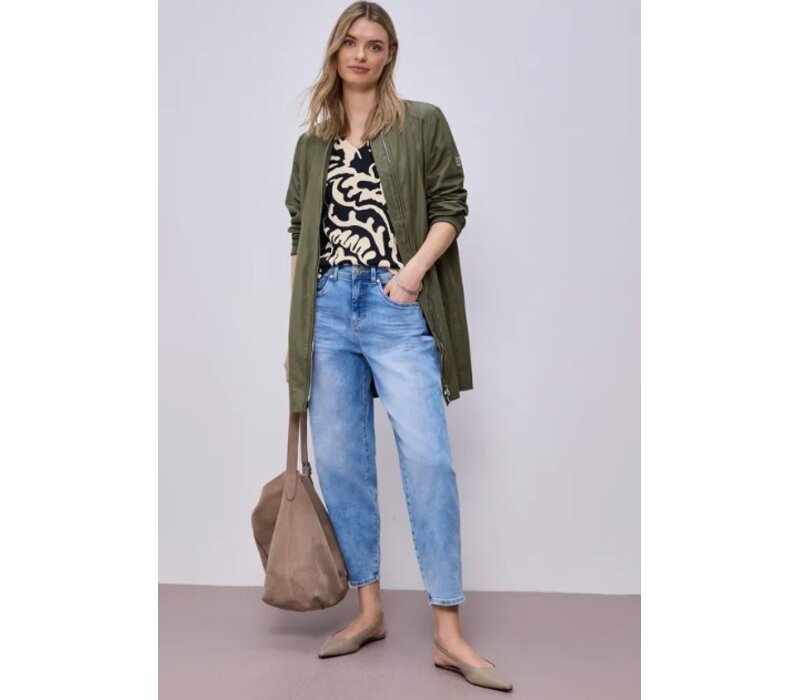 Street One printed Structure Mat-Mix Shirt Shadowed Navy