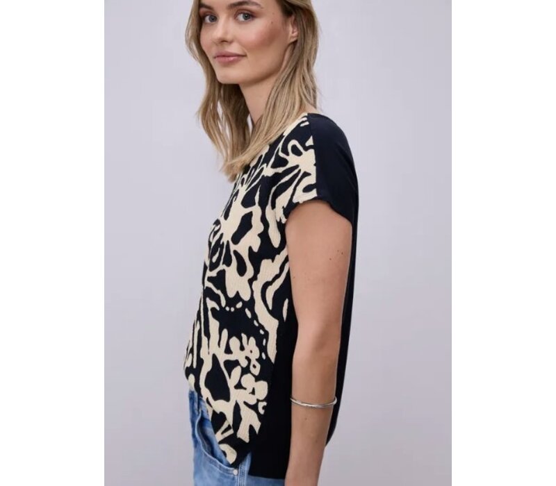 Street One printed Structure Mat-Mix Shirt Shadowed Navy