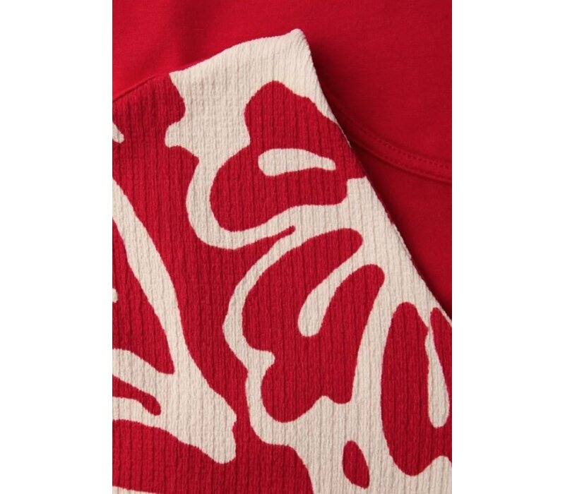 Street One Printed Structure Mat Mix Shirt Salsa Red