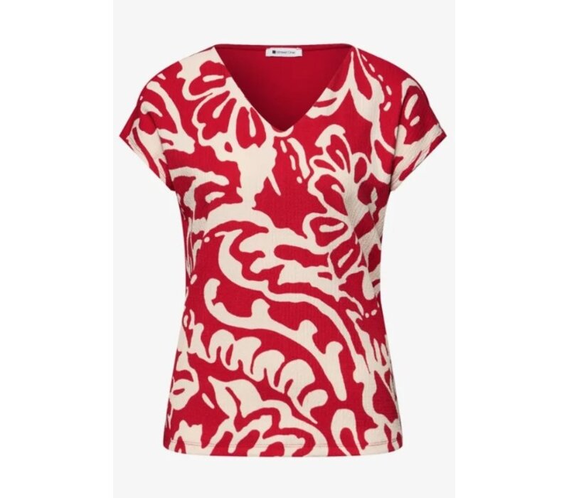 Street One Printed Structure Mat Mix Shirt Salsa Red