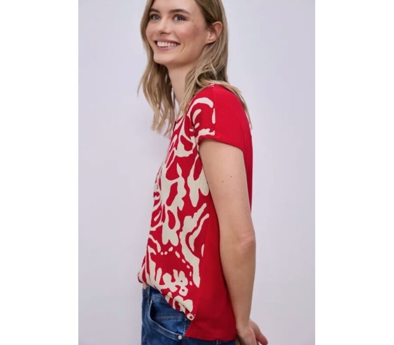 Street One Printed Structure Mat Mix Shirt Salsa Red