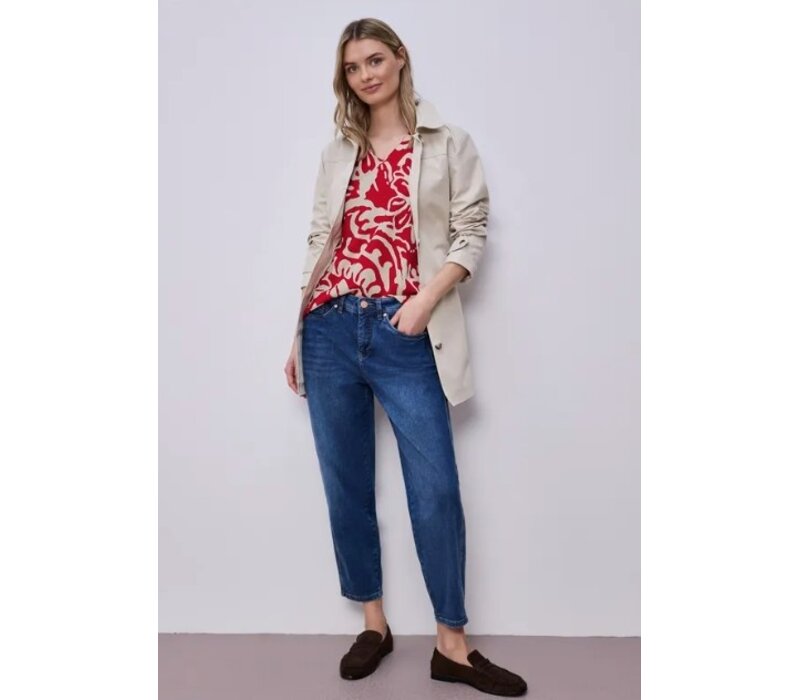 Street One Printed Structure Mat Mix Shirt Salsa Red