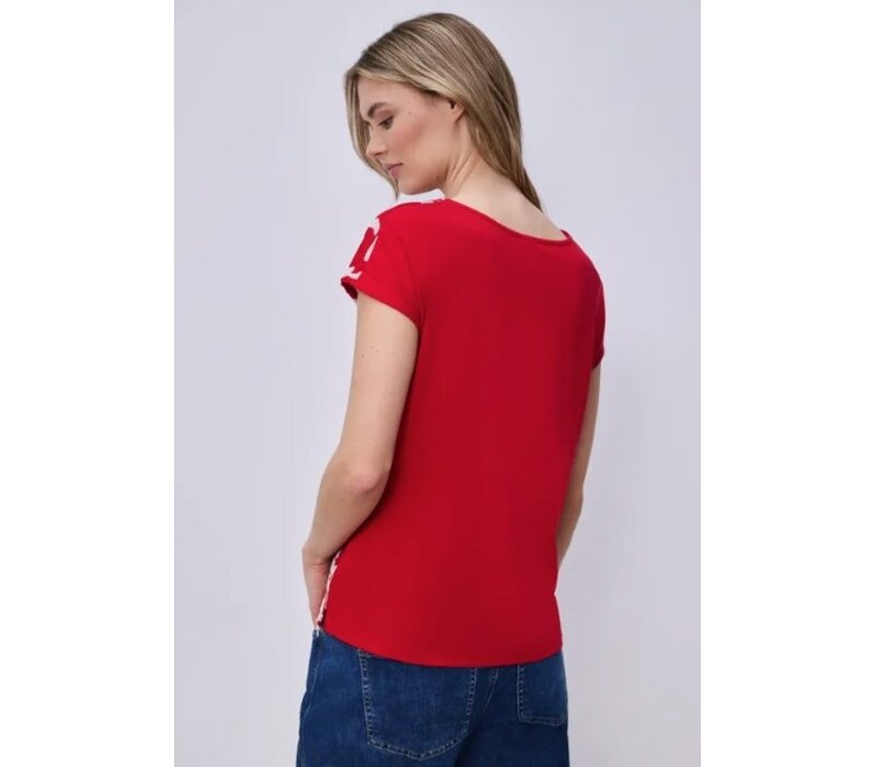 Street One Printed Structure Mat Mix Shirt Salsa Red