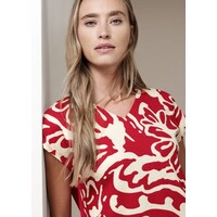 Street One Printed Structure Mat Mix Shirt Salsa Red