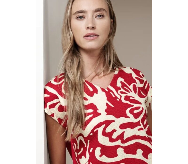 Street One Printed Structure Mat Mix Shirt Salsa Red