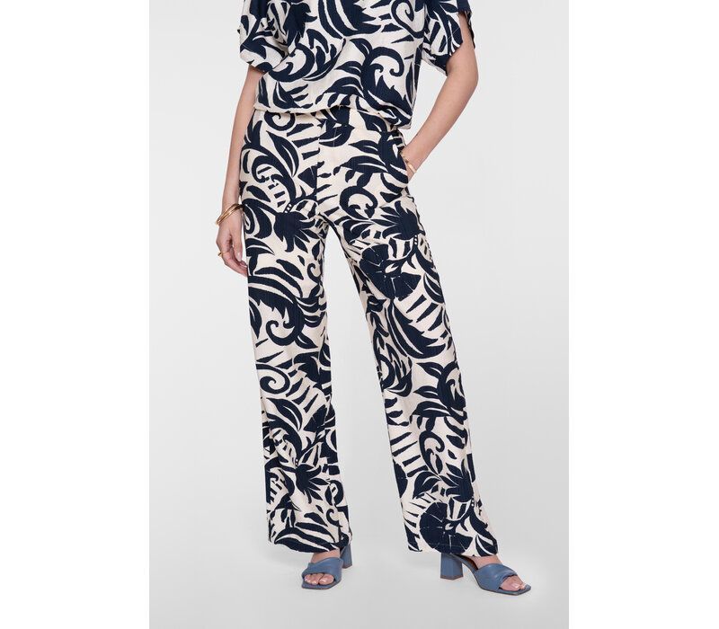 Geisha Pants Naive Flower Navy Off White