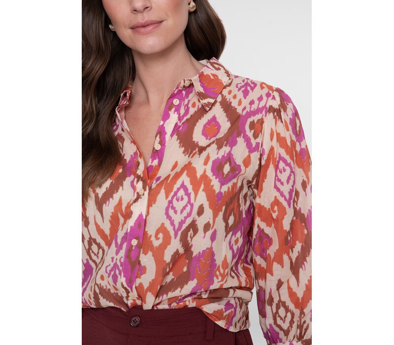 Geisha Blouse Ecru Brown Cassis