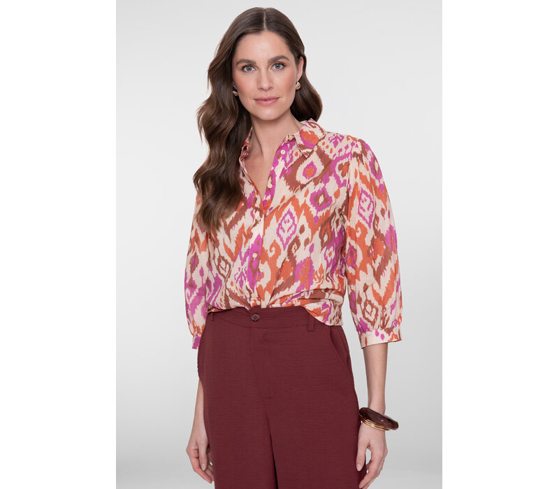 Geisha Blouse Ecru Brown Cassis
