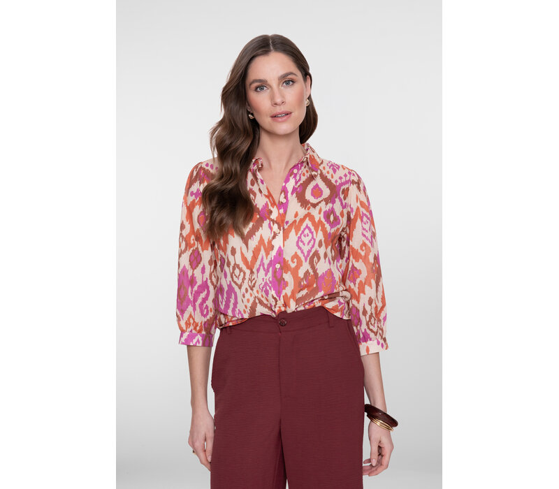 Geisha Blouse Ecru Brown Cassis