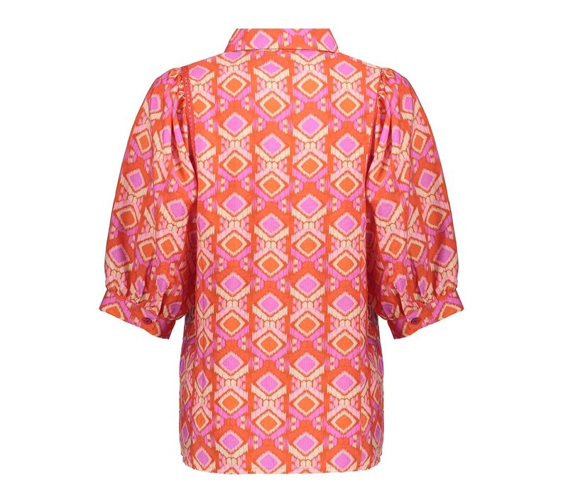 Geisha Blouse Manderine Red Ecru