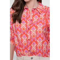 Geisha Blouse Manderine Red Ecru