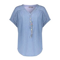 Geisha Blouse Lyocell Ropes Bleached Denim