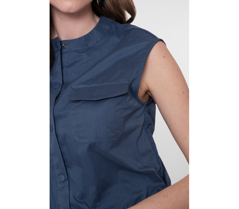 Geisha Gilet Drawstring Ink Blue