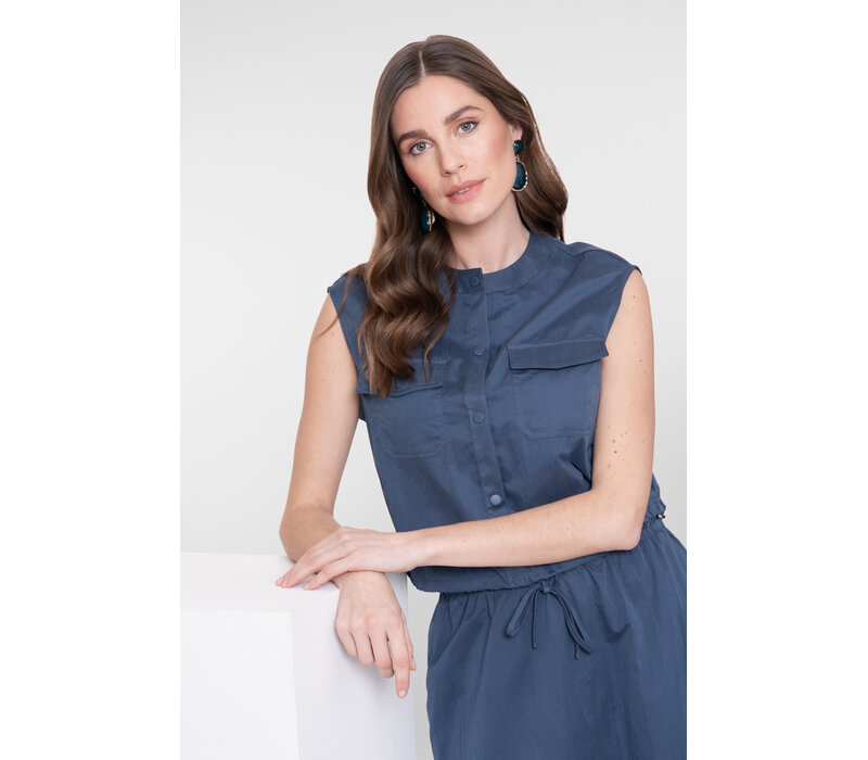 Geisha Gilet Drawstring Ink Blue